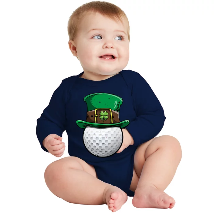 Golf St Patricks Day Ball Leprechaun Sports Funny Gift Baby Long Sleeve Bodysuit