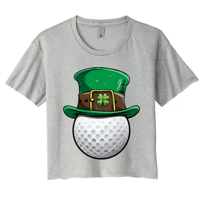 Golf St Patricks Day Ball Leprechaun Sports Funny Gift Women's Crop Top Tee