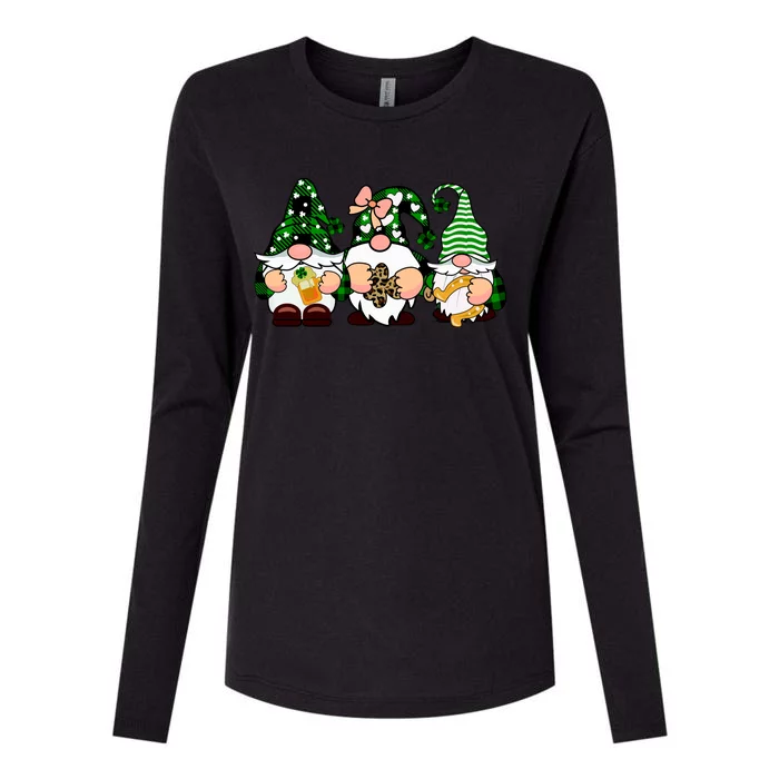 Gnomes St Patrick's Day Womens Cotton Relaxed Long Sleeve T-Shirt