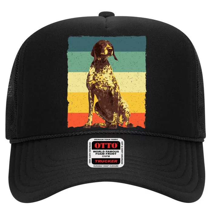 German Shorthaired Pointer Art GSP Dog Lover High Crown Mesh Trucker Hat