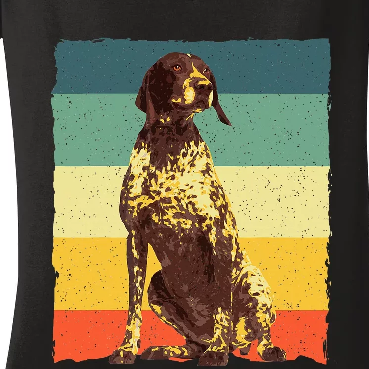 German Shorthaired Pointer Art GSP Dog Lover Women's V-Neck T-Shirt