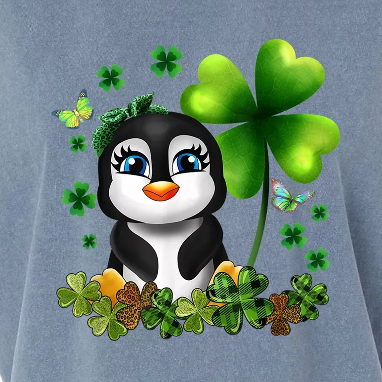 Girls St Patricks Day Gift For Penguin Kids Green Shamrock Women Gift Garment-Dyed Women's Muscle Tee