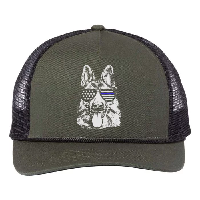 German Shepherd Police Flag Retro Rope Trucker Hat Cap