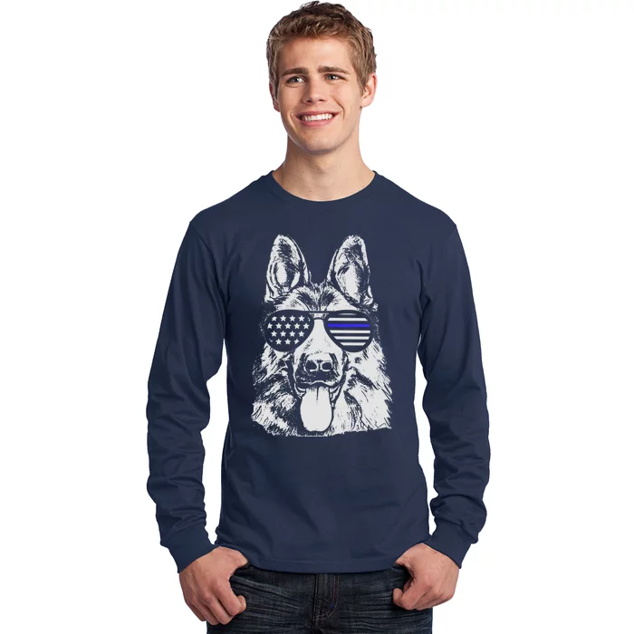 German Shepherd Police Flag Long Sleeve Shirt