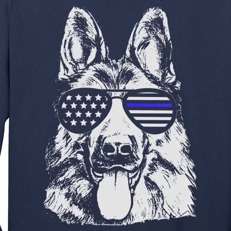 German Shepherd Police Flag Long Sleeve Shirt