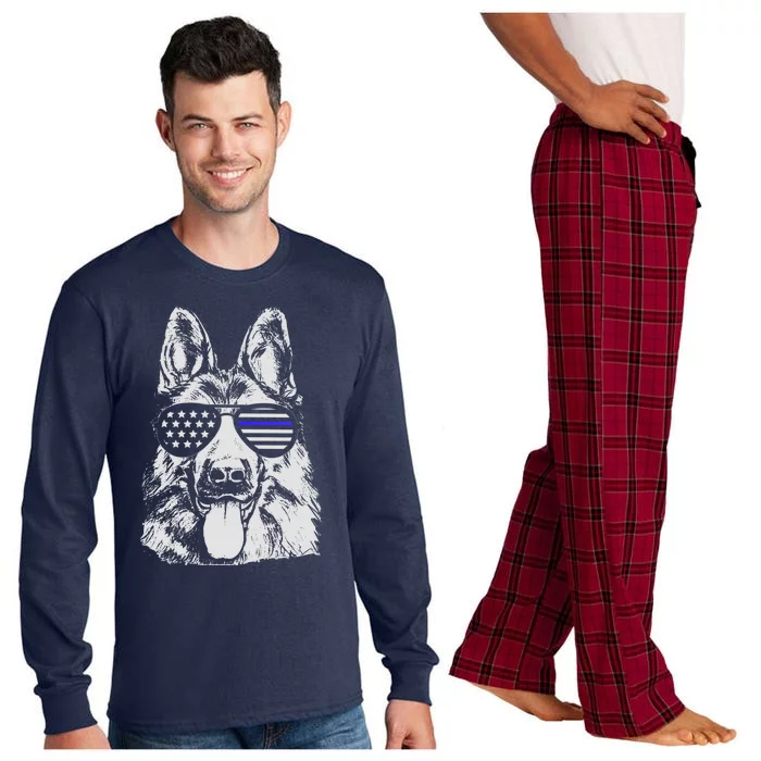 German Shepherd Police Flag Long Sleeve Pajama Set