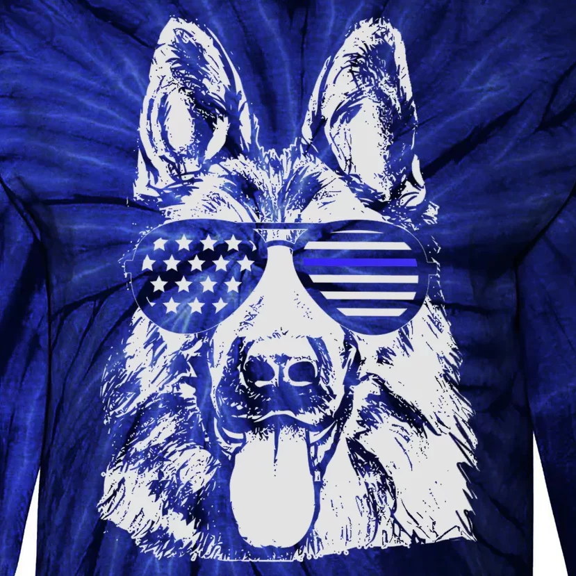 German Shepherd Police Flag Tie-Dye Long Sleeve Shirt