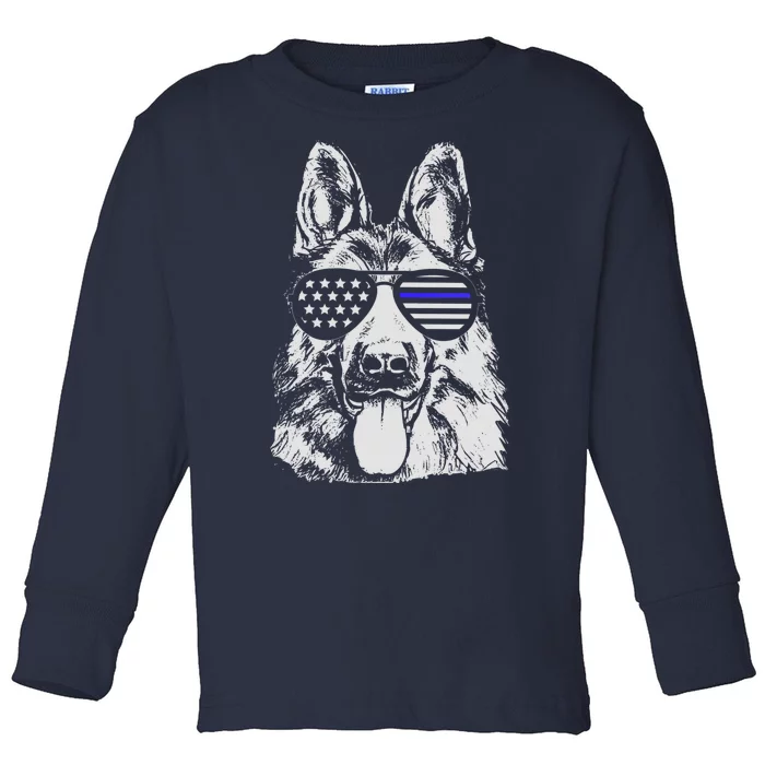 German Shepherd Police Flag Toddler Long Sleeve Shirt