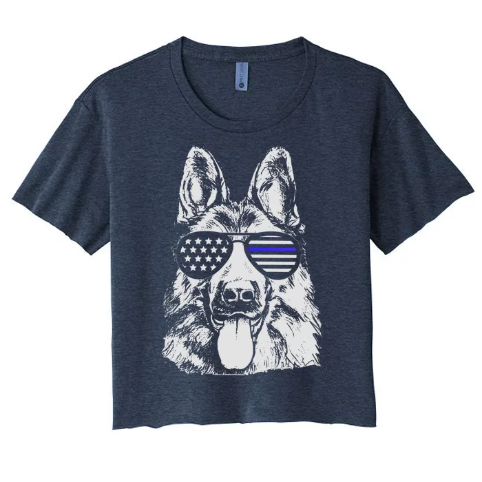 German Shepherd Police Flag Women's Crop Top Tee