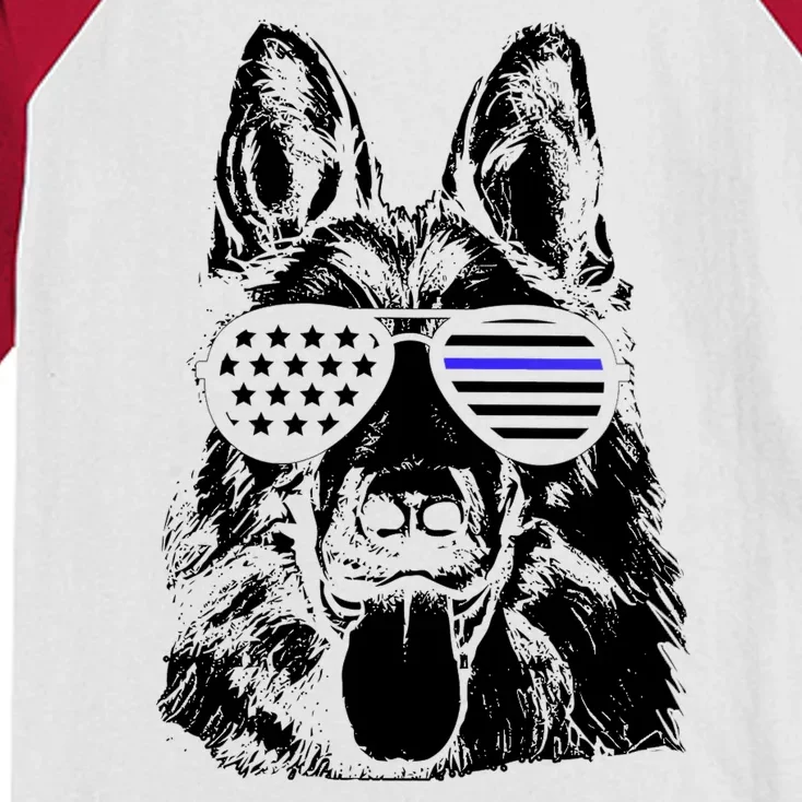 German Shepherd Police Flag Kids Colorblock Raglan Jersey