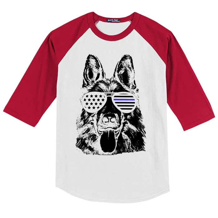 German Shepherd Police Flag Kids Colorblock Raglan Jersey