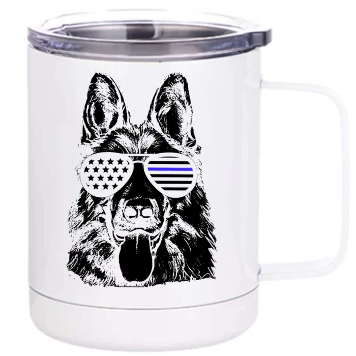 German Shepherd Police Flag Front & Back 12oz Stainless Steel Tumbler Cup