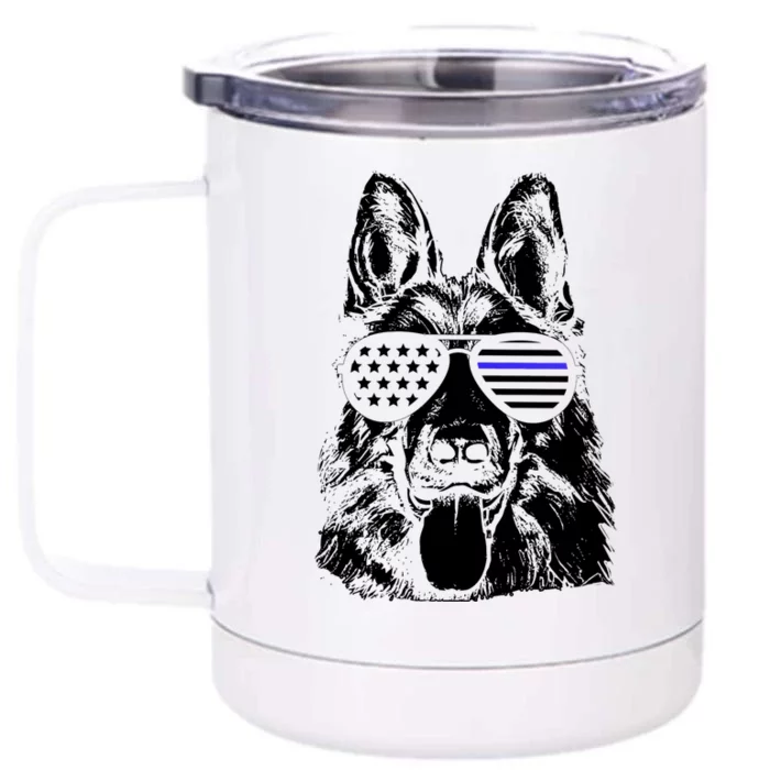 German Shepherd Police Flag Front & Back 12oz Stainless Steel Tumbler Cup