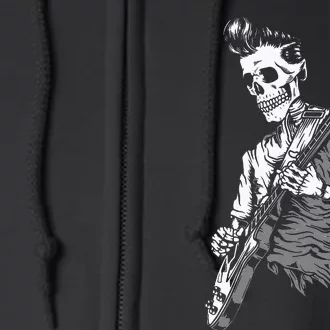 Graphic Skull Playing Guitar Hipster Guy Skeleton Guitarist Full Zip Hoodie