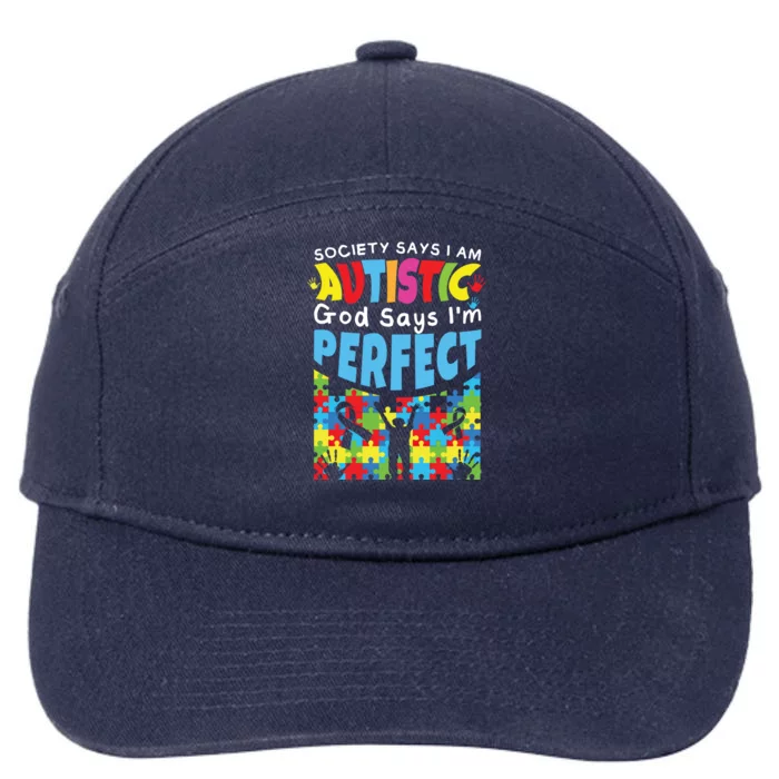 God Says Perfect Colorful Puzzle Autism Awareness Gift 7-Panel Snapback Hat