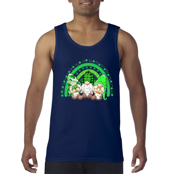 Gnome St Patricks Day Rainbow Shamrock Gnome Tank Top