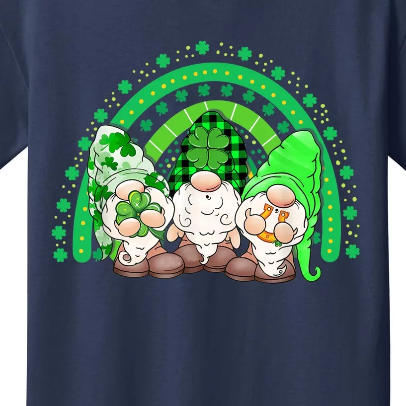 Gnome St Patricks Day Rainbow Shamrock Gnome Kids T-Shirt