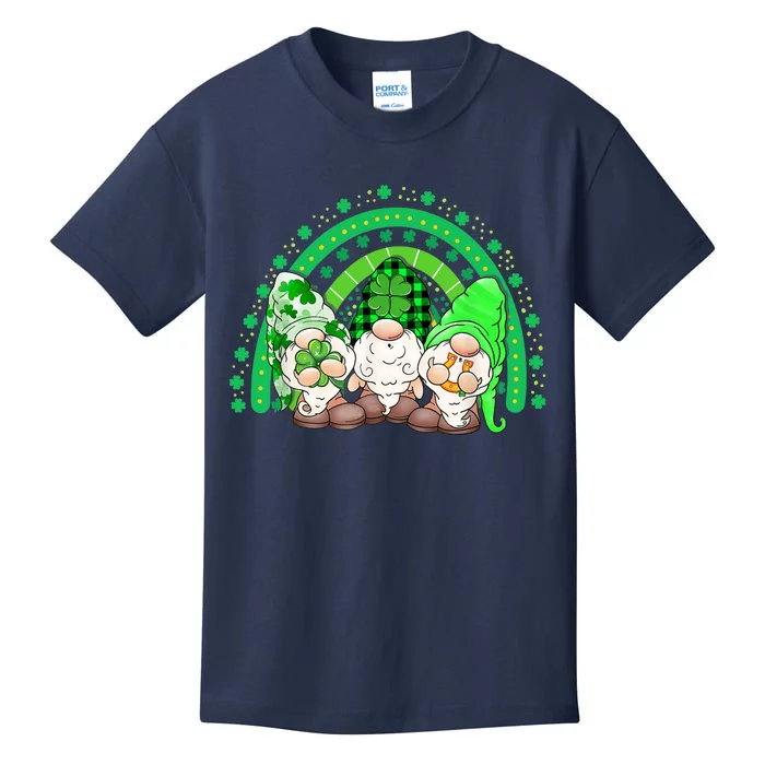 Gnome St Patricks Day Rainbow Shamrock Gnome Kids T-Shirt