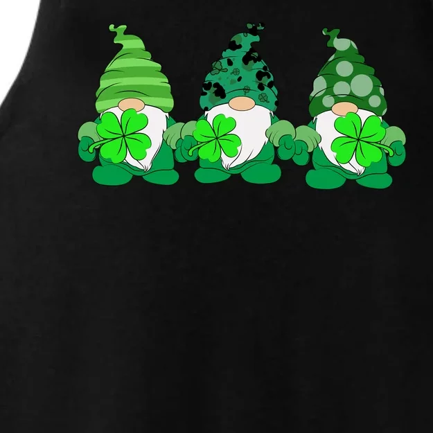 Gnome St Patricks Holiday Clover Ladies Tri-Blend Wicking Tank