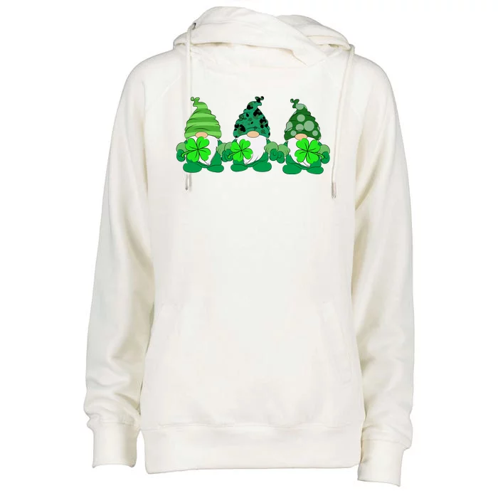 Gnome St Patricks Holiday Clover Womens Funnel Neck Pullover Hood