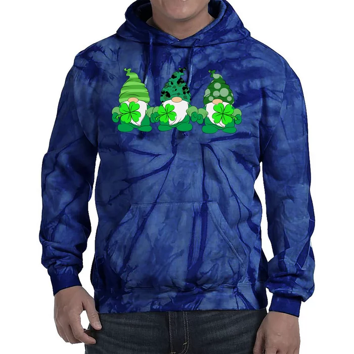 Gnome St Patricks Holiday Clover Tie Dye Hoodie