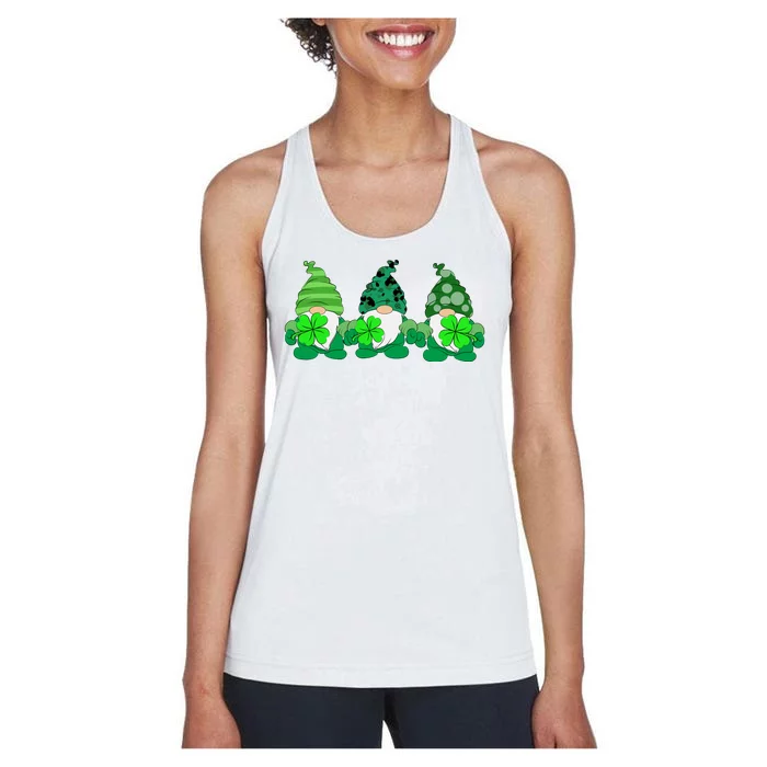 Gnome St Patricks Holiday Clover Women's Racerback Tank