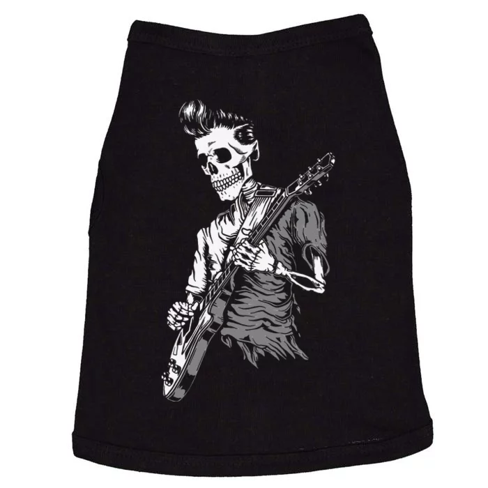 Graphic Skull Playing Guitar Hipster Guy Skeleton Guitarist Doggie Tank