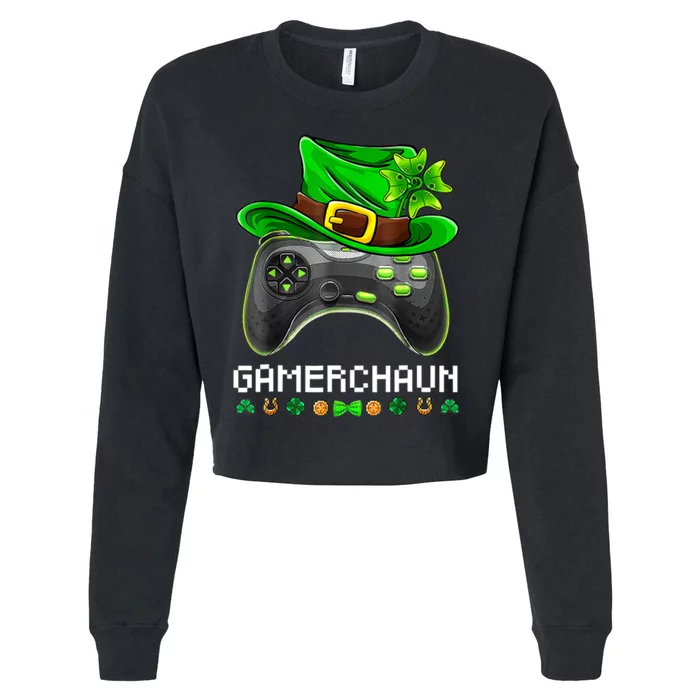 Gamerchaun St Patrick's Day Game Cropped Pullover Crew