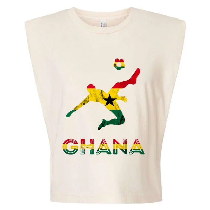 Ghana Soccer Player Ghana Ghanese Roots Evolution Ghana Flag Garment-Dyed Women's Muscle Tee