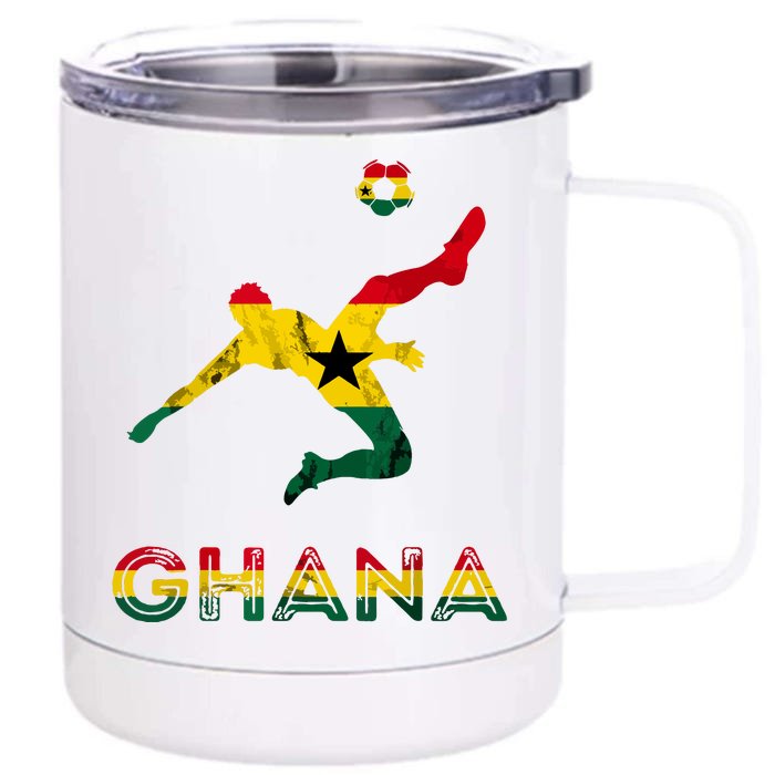 Ghana Soccer Player Ghana Ghanese Roots Evolution Ghana Flag Front & Back 12oz Stainless Steel Tumbler Cup