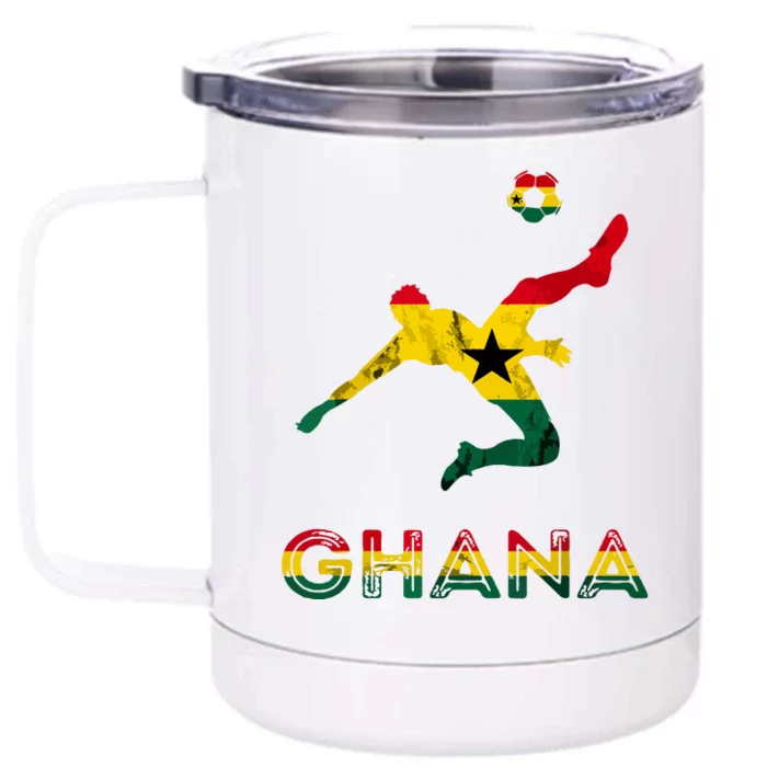 Ghana Soccer Player Ghana Ghanese Roots Evolution Ghana Flag Front & Back 12oz Stainless Steel Tumbler Cup