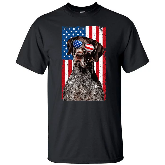 German Shorthaired Pointer 4th Of July American Flag GSP Dog Tall T-Shirt