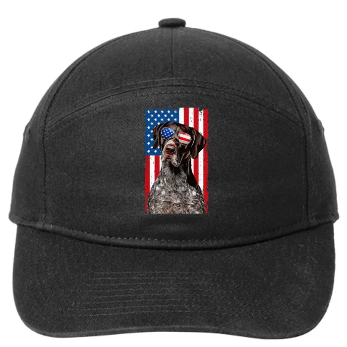 German Shorthaired Pointer 4th Of July American Flag GSP Dog 7-Panel Snapback Hat