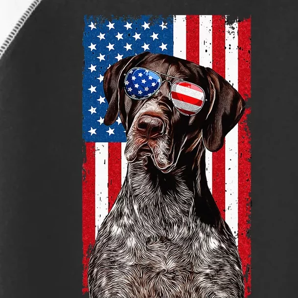 German Shorthaired Pointer 4th Of July American Flag GSP Dog Toddler Fine Jersey T-Shirt