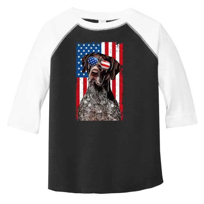 German Shorthaired Pointer 4th Of July American Flag GSP Dog Toddler Fine Jersey T-Shirt