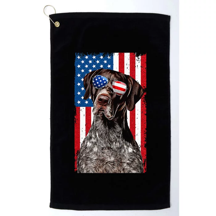 German Shorthaired Pointer 4th Of July American Flag GSP Dog Platinum Collection Golf Towel