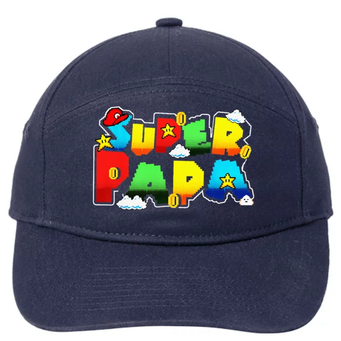 Gamer Super Papa Funny Father Day Gifts Gamer Gift For Papa 7-Panel Snapback Hat