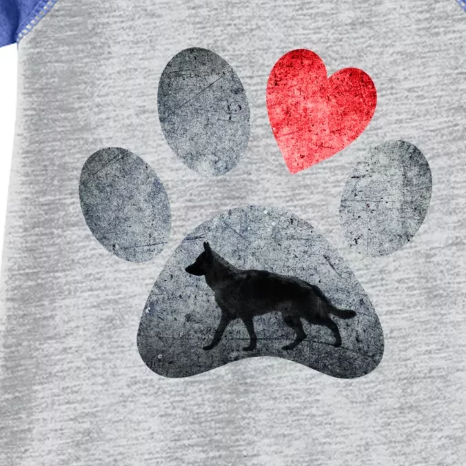 Ger Shepherd Paws Dog Lovers Red Heart Gift Great Gift Infant Baby Jersey Bodysuit