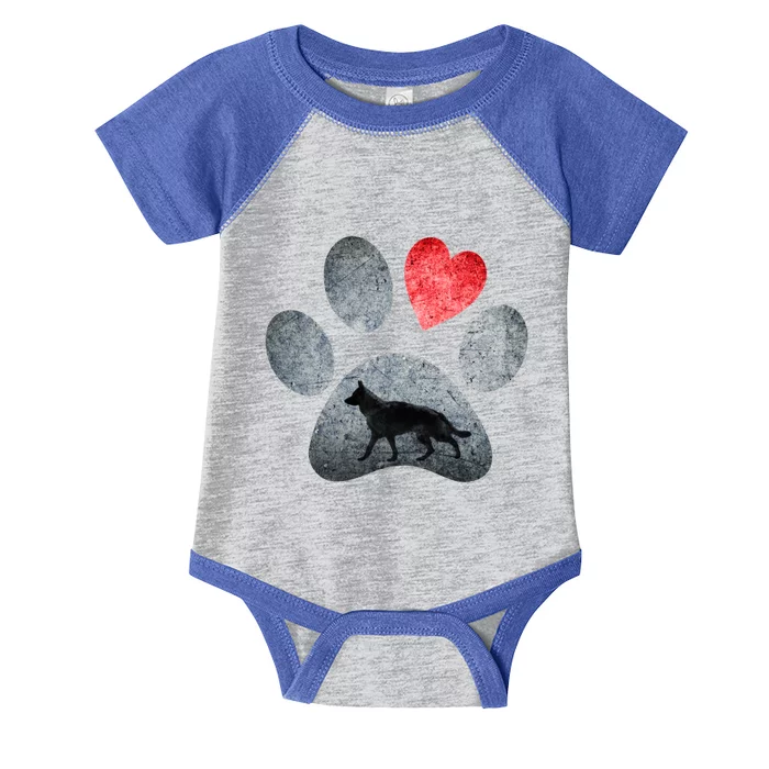 Ger Shepherd Paws Dog Lovers Red Heart Gift Great Gift Infant Baby Jersey Bodysuit