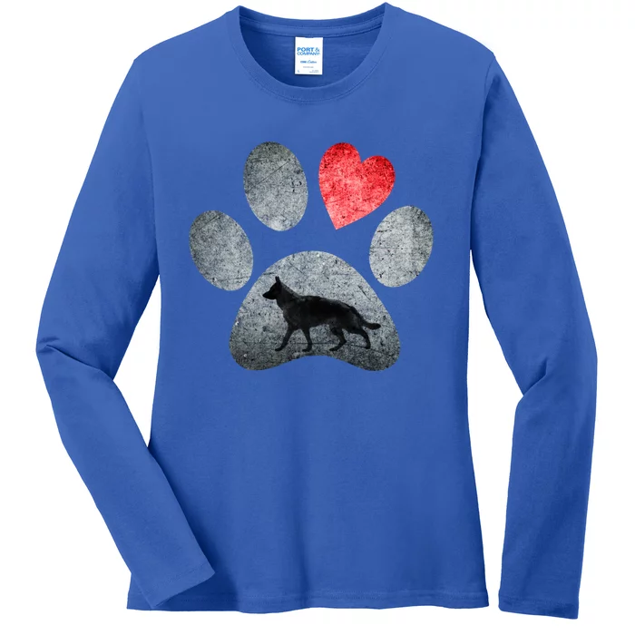 Ger Shepherd Paws Dog Lovers Red Heart Gift Great Gift Ladies Long Sleeve Shirt