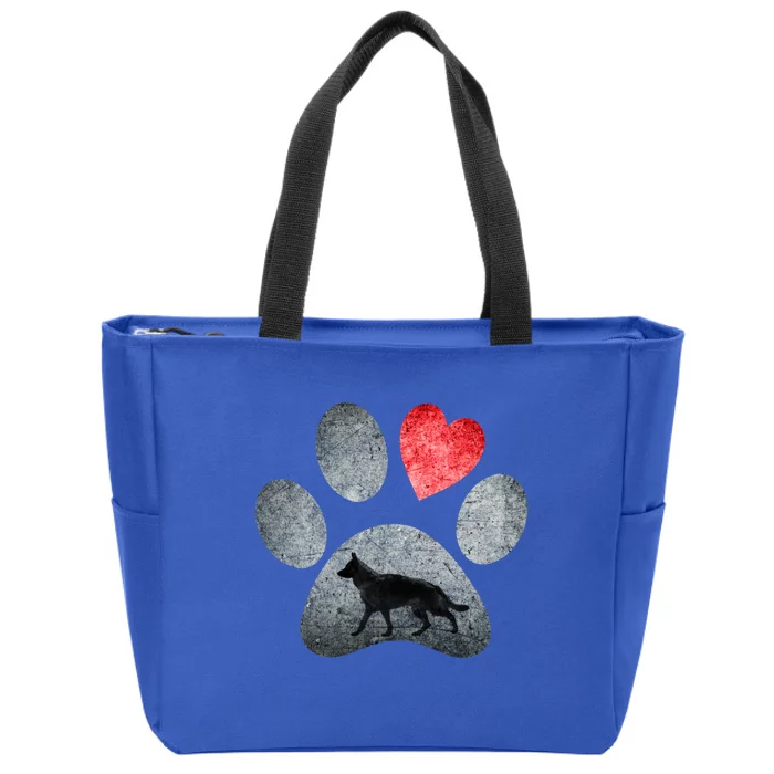 Ger Shepherd Paws Dog Lovers Red Heart Gift Great Gift Zip Tote Bag