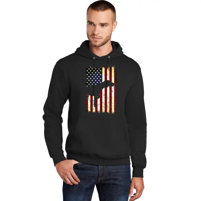 German Shorthaired Pointer Silhouette American Flag Hoodie