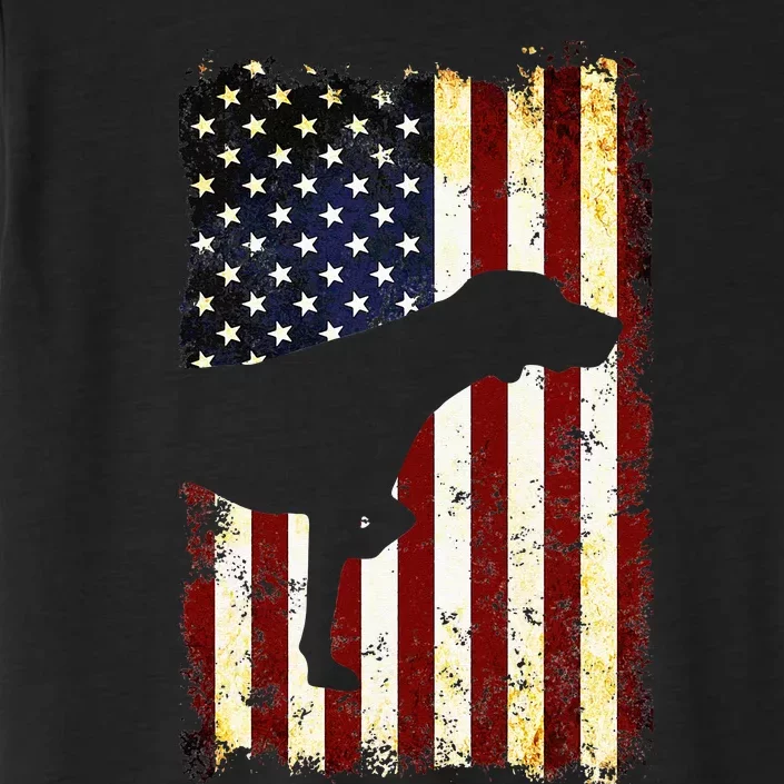 German Shorthaired Pointer Silhouette American Flag ChromaSoft Performance T-Shirt