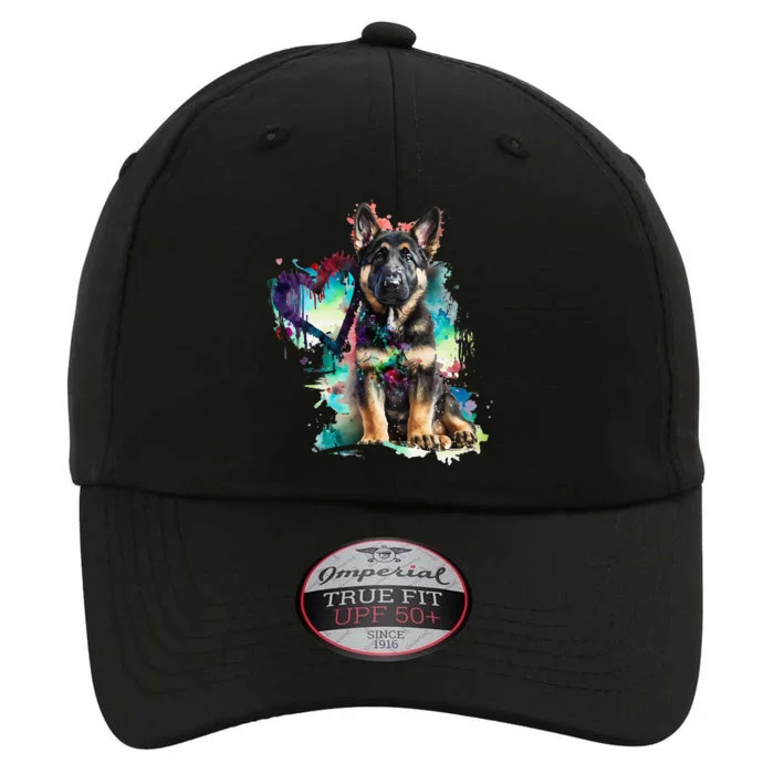 German Shepherd Puppy Mom Lover Watercolor Painting Heart The Original Performance Cap