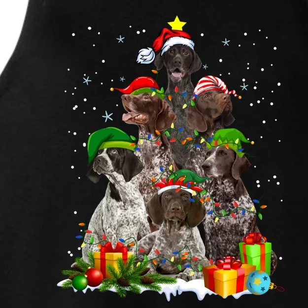 German Shorthaired Pointer Christmas Ree Funny Gsp Mom Ladies Tri-Blend Wicking Tank