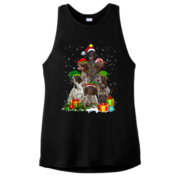 German Shorthaired Pointer Christmas Ree Funny Gsp Mom Ladies Tri-Blend Wicking Tank