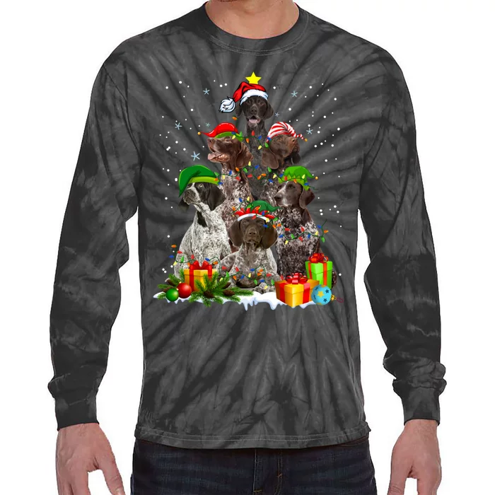 German Shorthaired Pointer Christmas Ree Funny Gsp Mom Tie-Dye Long Sleeve Shirt