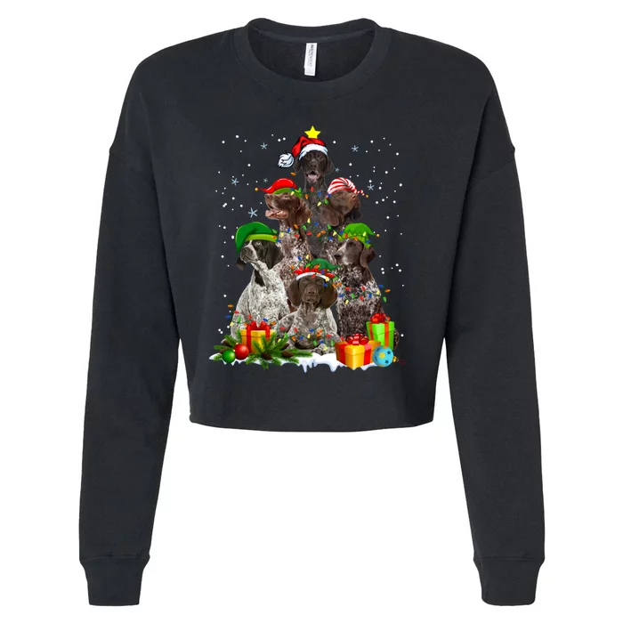 German Shorthaired Pointer Christmas Ree Funny Gsp Mom Cropped Pullover Crew