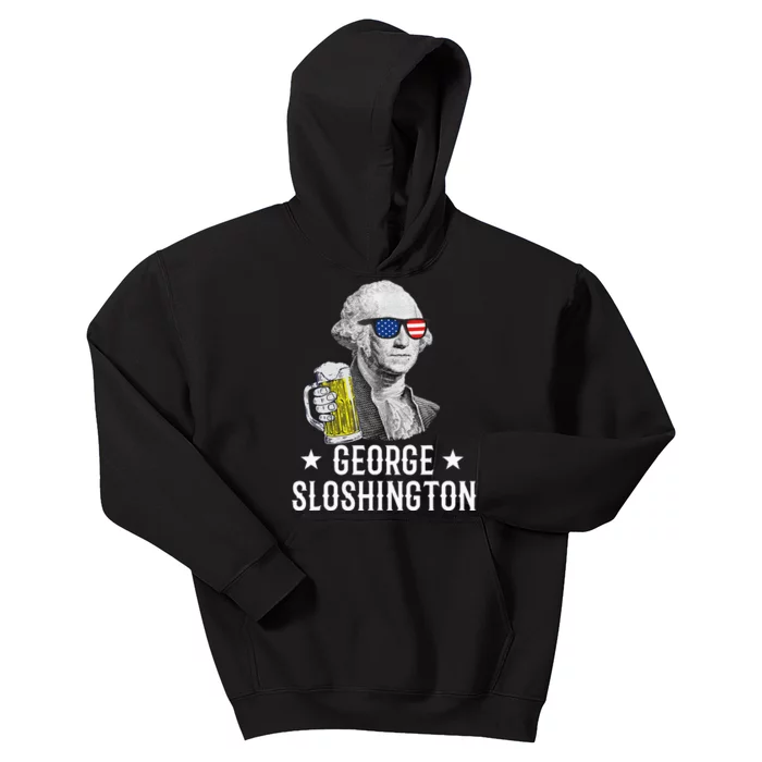 George Sloshington President George Washington Drinking Beer Kids Hoodie