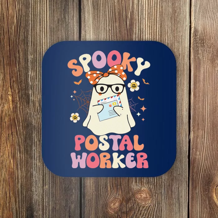 Groovy Spooky Postal Worker Ghost Vintage Halloween Costume Coaster